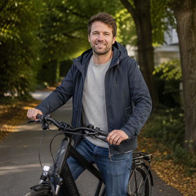 Lukas Voglsammer mit einem E-Bike